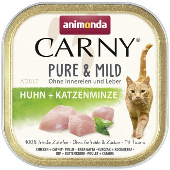 animonda Carny Nassfutter Katze Adult Pure and Mild Huhn mit Katzenminze 32x100 g