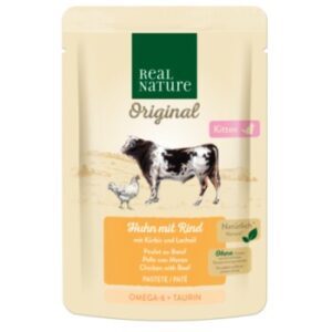 REAL NATURE Original Nassfutter Katze, Kitten, Huhn mit Rind 12x85 g