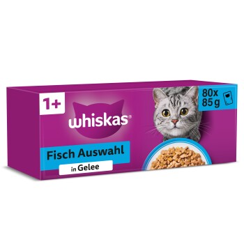 Whiskas Jumbo Pack 1+ Fisch Auswahl in Gelee 80 x 85g