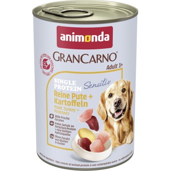 animonda GranCarno Sensitiv Nassfutter Hund Adult, Pute und Kartoffel 12x400 g