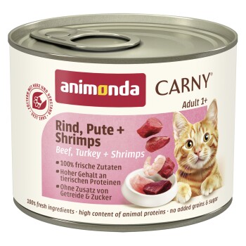 animonda Carny Nassfutter Katze Adult Rind, Pute und Shrimps 12x200 g
