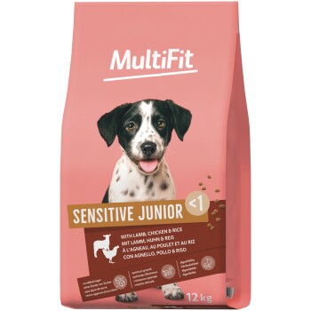 MultiFit Trockenfutter Hund, Junior, Sensitive, mit Lamm, Huhn & Reis 2x12 kg