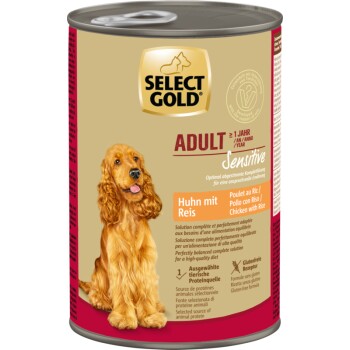 SELECT GOLD Nassfutter Hund Sensitive Adult Huhn mit Reis 6x400 g
