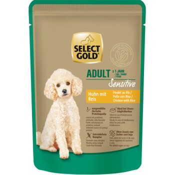 SELECT GOLD Nassfutter Hund Sensitive Adult Huhn mit Reis 12x100 g