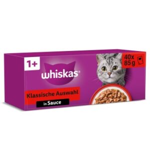 Whiskas Mega Pack 1+ Klassische Auswahl in Sauce 40 x 85g