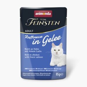 animonda Vom Feinsten Nassfutter Katz, Adult, Raffinesse, in Gelee, reich an Huhn mit Lachs 24x85 g
