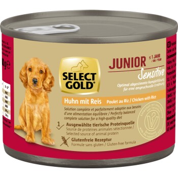 SELECT GOLD Nassfutter Hund Sensitive Junior Huhn und Reis 12x200 g