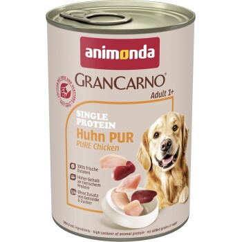 animonda GranCarno Single Protein Nassfutter Hund Adult, Huhn pur 24x400 g