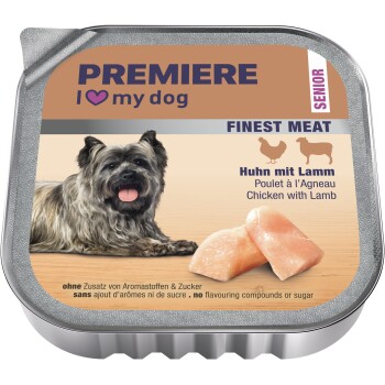 PREMIERE Finest Meat Nassfutter Hund, Senior, Huhn mit Lamm 10x150 g