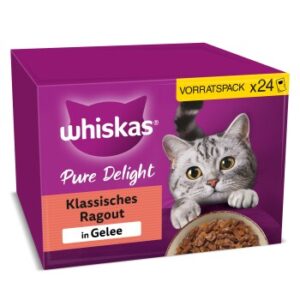 Whiskas Pure Delight Vorteilspack Klassisches Ragout in Gelee 24 x 85g