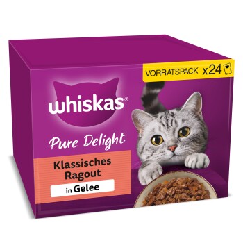Whiskas Pure Delight Vorteilspack Klassisches Ragout in Gelee 24 x 85g