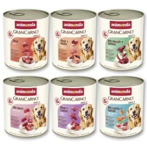 animonda GranCarno Original Nassfutter Hund Adult, Mixpaket 6x800 g Herzhafte Variation