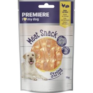 PREMIERE Meat Snack Stripes Hund, Huhn mit Käse 8x70 g