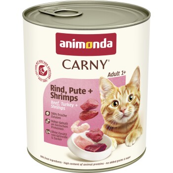 animonda Carny Nassfutter Katze Adult Rind, Pute und Shrimps 12x800 g