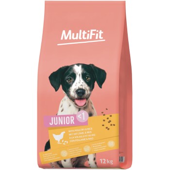 MultiFit Trockenfutter Hund Junior, mit Geflügel & Reis 12 kg