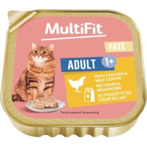 MultiFit Nassfutter Katze Adult, Paté, mit Huhn und Milchkern 16x100 g