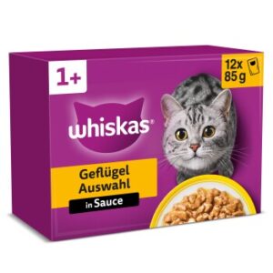 Whiskas Multipack 1+ Geflügel Auswahl in Sauce 12 x 85g
