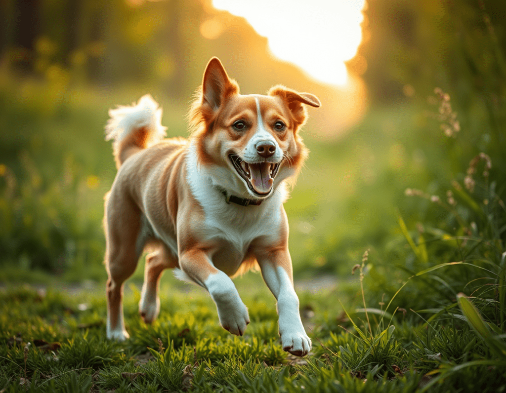 Gesunder aktiver Hund mit glänzendem Fell im Freien