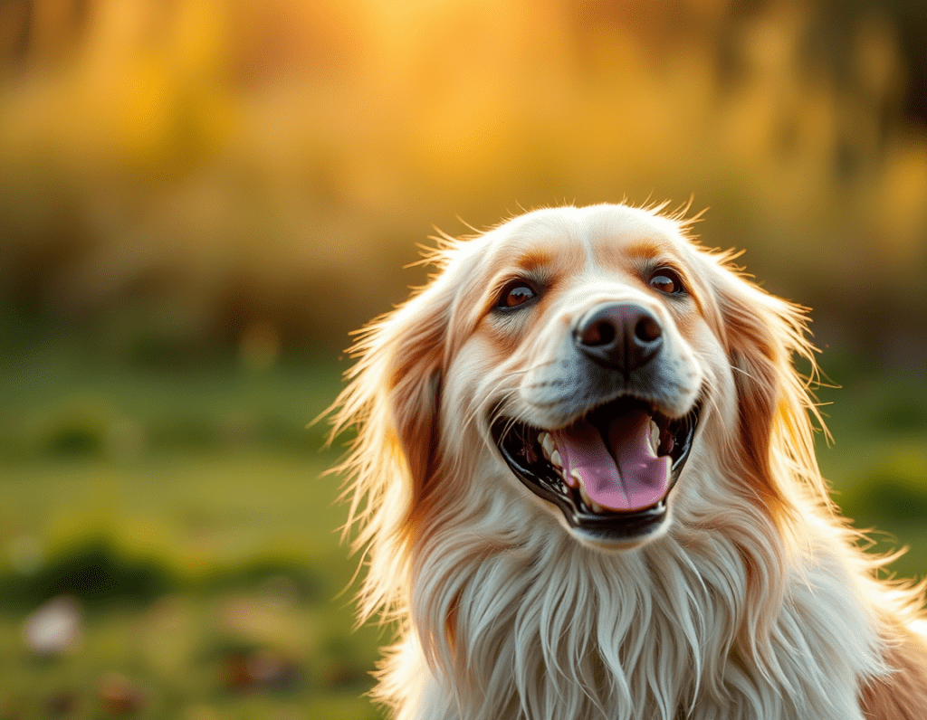 gesunder Hund mit glänzendem Fell im Freien